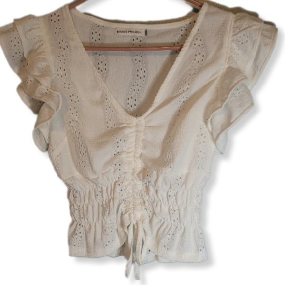 BISOU'S PROJECT White Ruffled Top Size Small - Picture 2 of 6